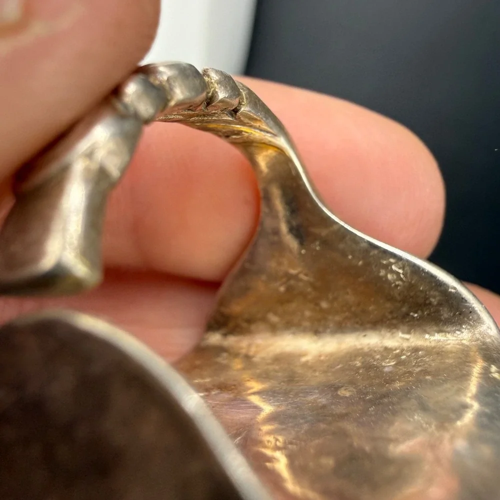 Vintage Hammered Spoon Ring Silver Tone Size 7.25